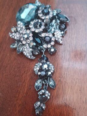 Fabulous Black Rhinestone Brooch